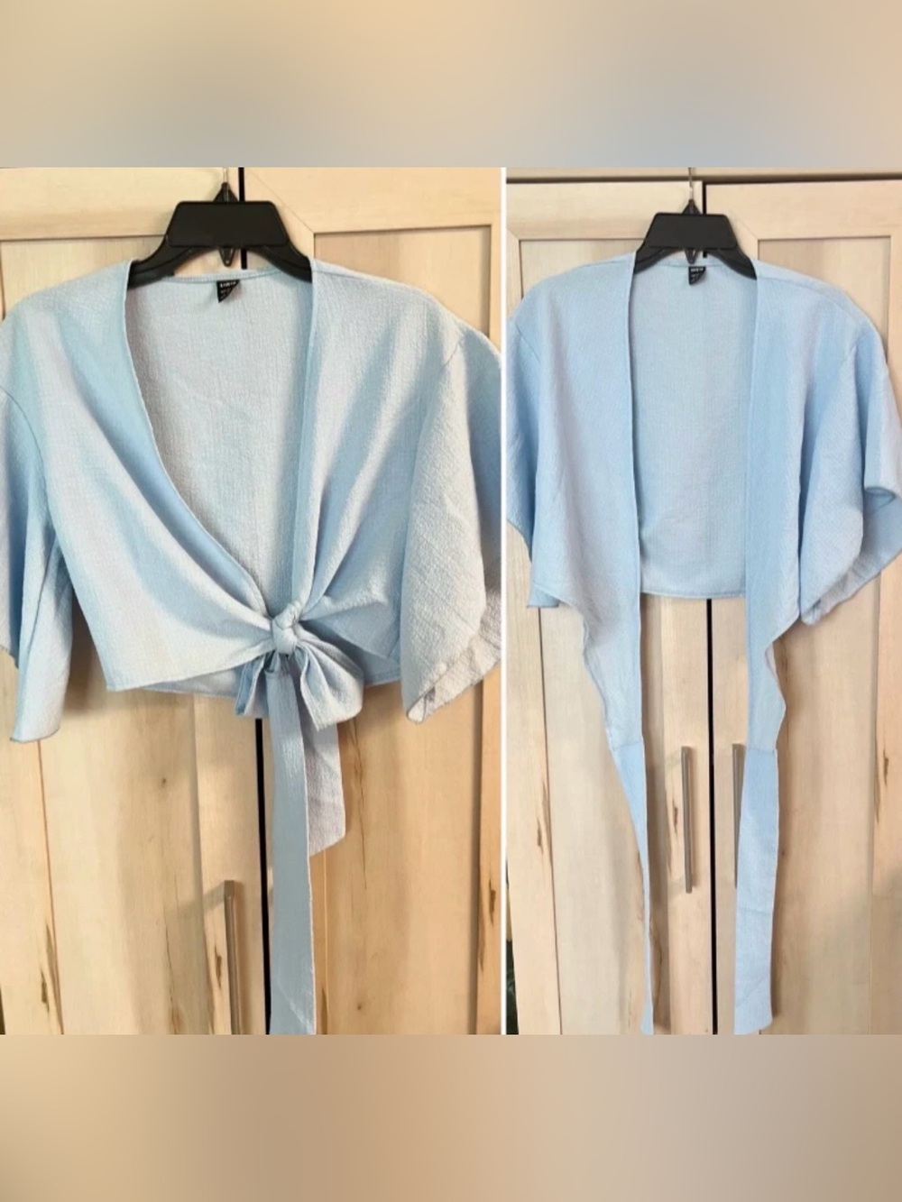 Blue - Open Front - Tie at Waist Blouse - Womens Size Small (4)